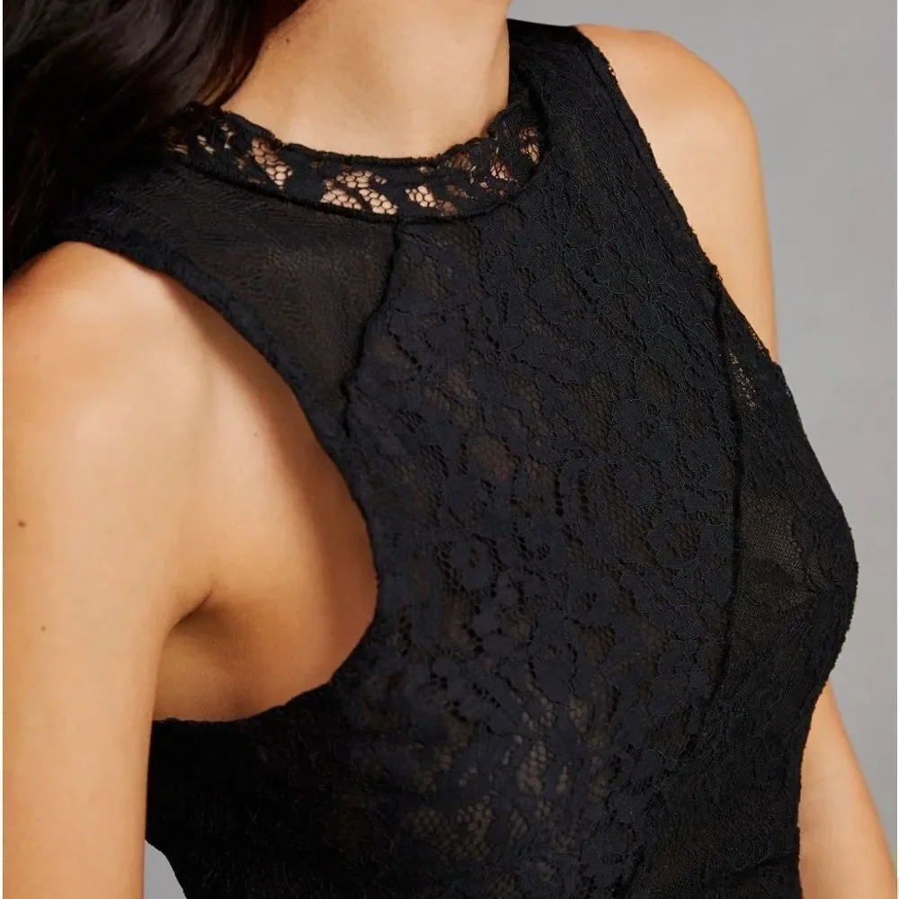 🖤 Anthropologie 🖤 Lace Mock Neck Tank Black NEW - Picture 4 of 14